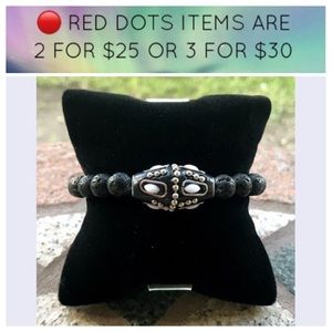 🔴 Men / women Lava rock black & white bracelet